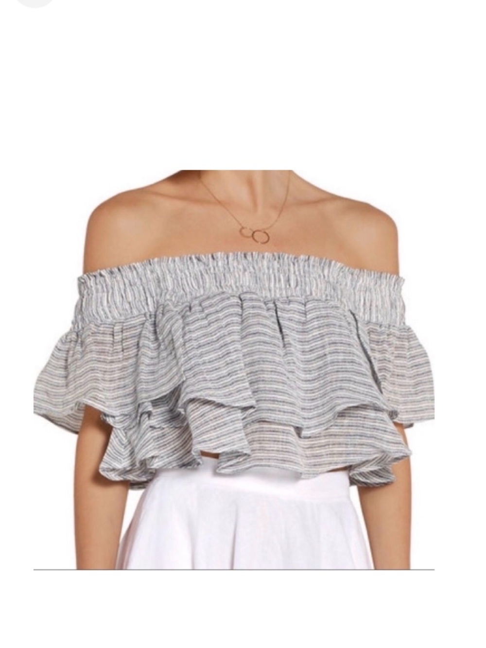 Apiece Apart striped linen off shoulder top. Size XS